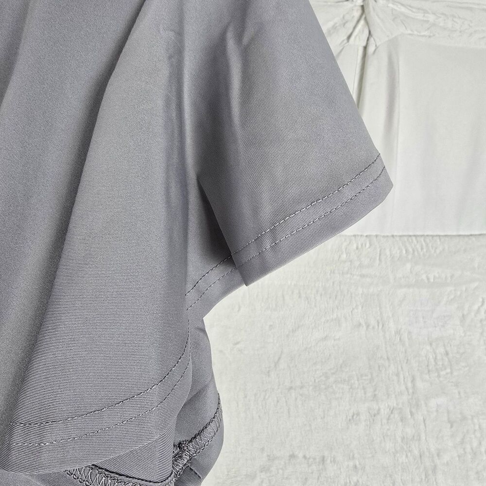 Dokotoo Midi Party Dress Women's Medium Grey Flutter Sleeve V-Neck Short Sleeve - Picture 4 of 10